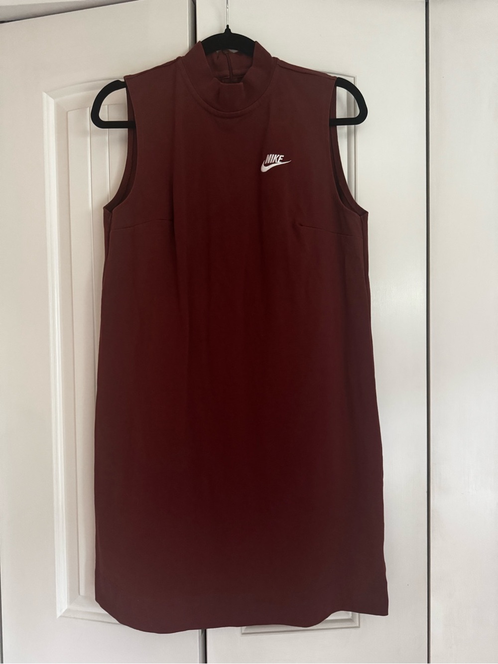 Nike Crewneck Mini Dress in Rust Red with White Logo